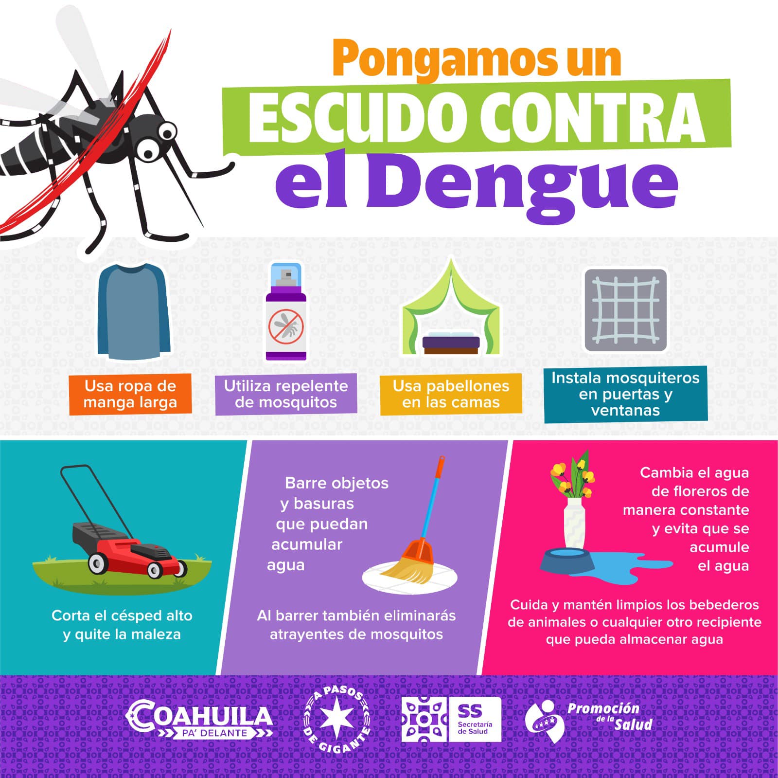 Recomendaciones para la ciudadanía contra el dengue, por parte del municipio y sector salud.