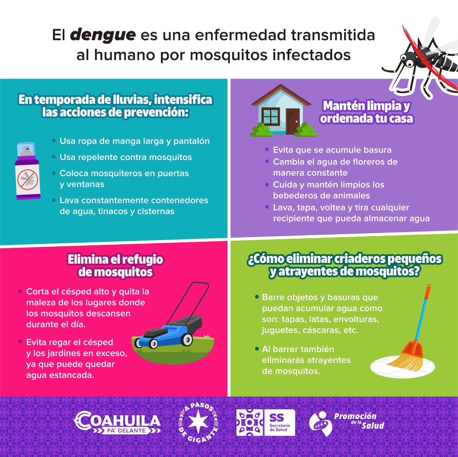 Recomendaciones para la ciudadanía contra el dengue, por parte del municipio y sector salud.